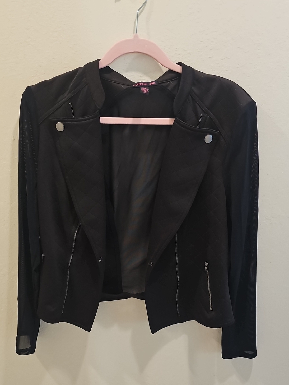Material Girl Black Quilted Open-Front Blazer Jacket